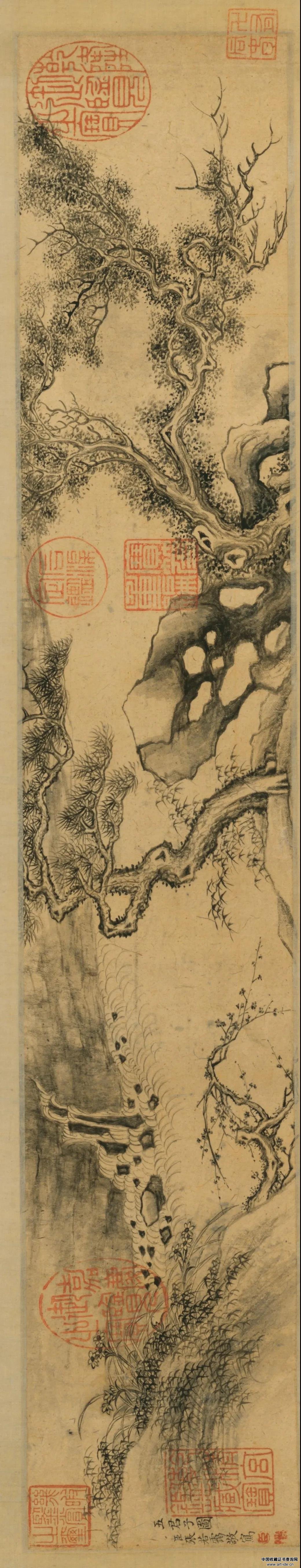 清  张若霭   《五君子图》卷   20×230cm辽宁省旅顺博物馆藏