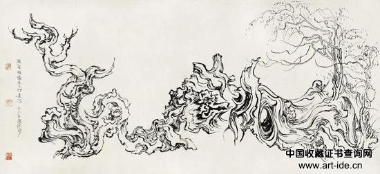 张仃《胡杨》  纸本焦墨  76厘米×35厘米  1981年