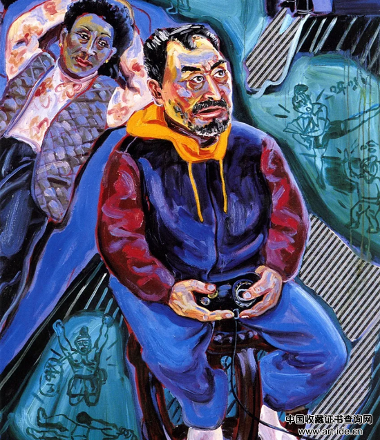 打游戏 120x80cm 布面油画 1996年