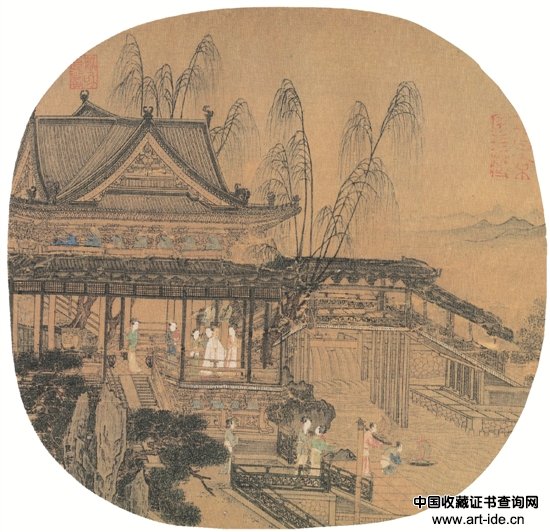 宋 李嵩 水殿招凉图 24.5×25.4cm