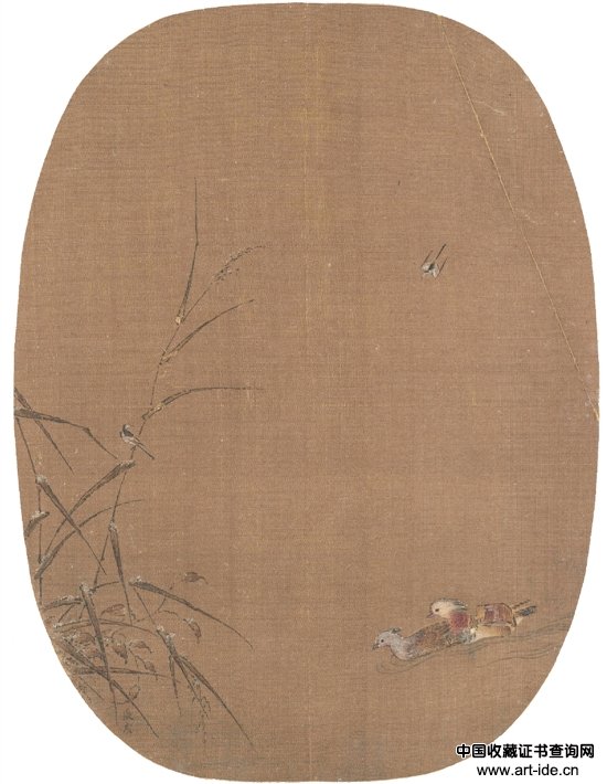 宋 张茂 鸳鸯图纨扇 24.4×18.3cm 故宫博物院藏