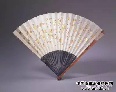 清 竹股烫花素面折扇　通长28.5cm