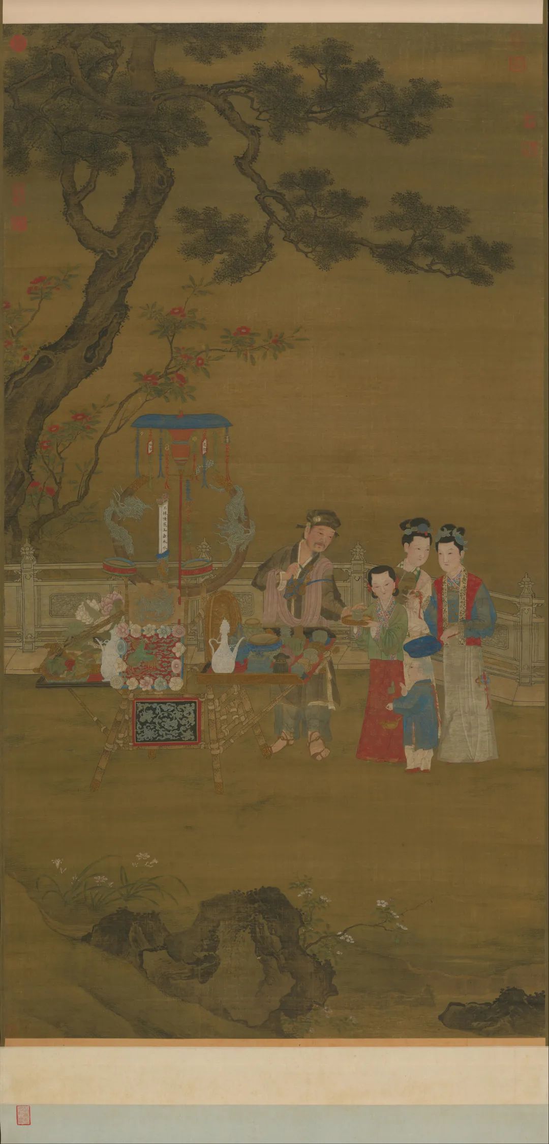 明 佚名 夏景货郎图　186.4×104.2cm　绢本　立轴　设色　故宫博物院